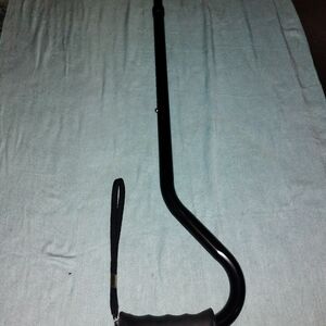 Adjustable Black Curved Walking Cane with Wrist Strap